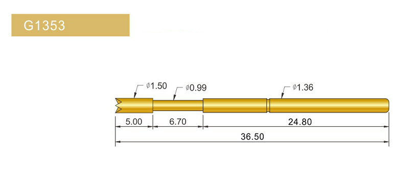 G1353-Q探針、四爪頭探針、1.36mm測(cè)試針、總長(zhǎng)36.5mm、彈簧針圖片、測(cè)試針圖片、頂針圖片、探針圖片